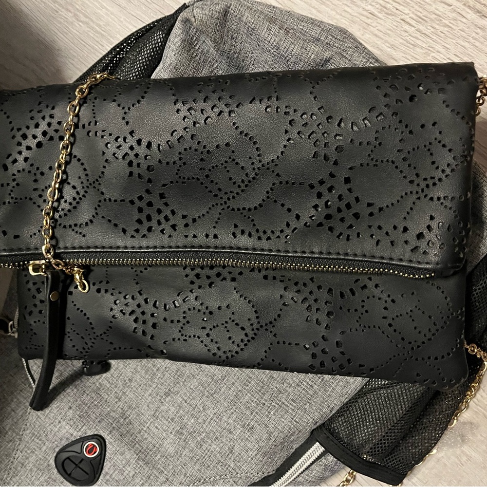 Elegant Black Laser-Cut Clutch